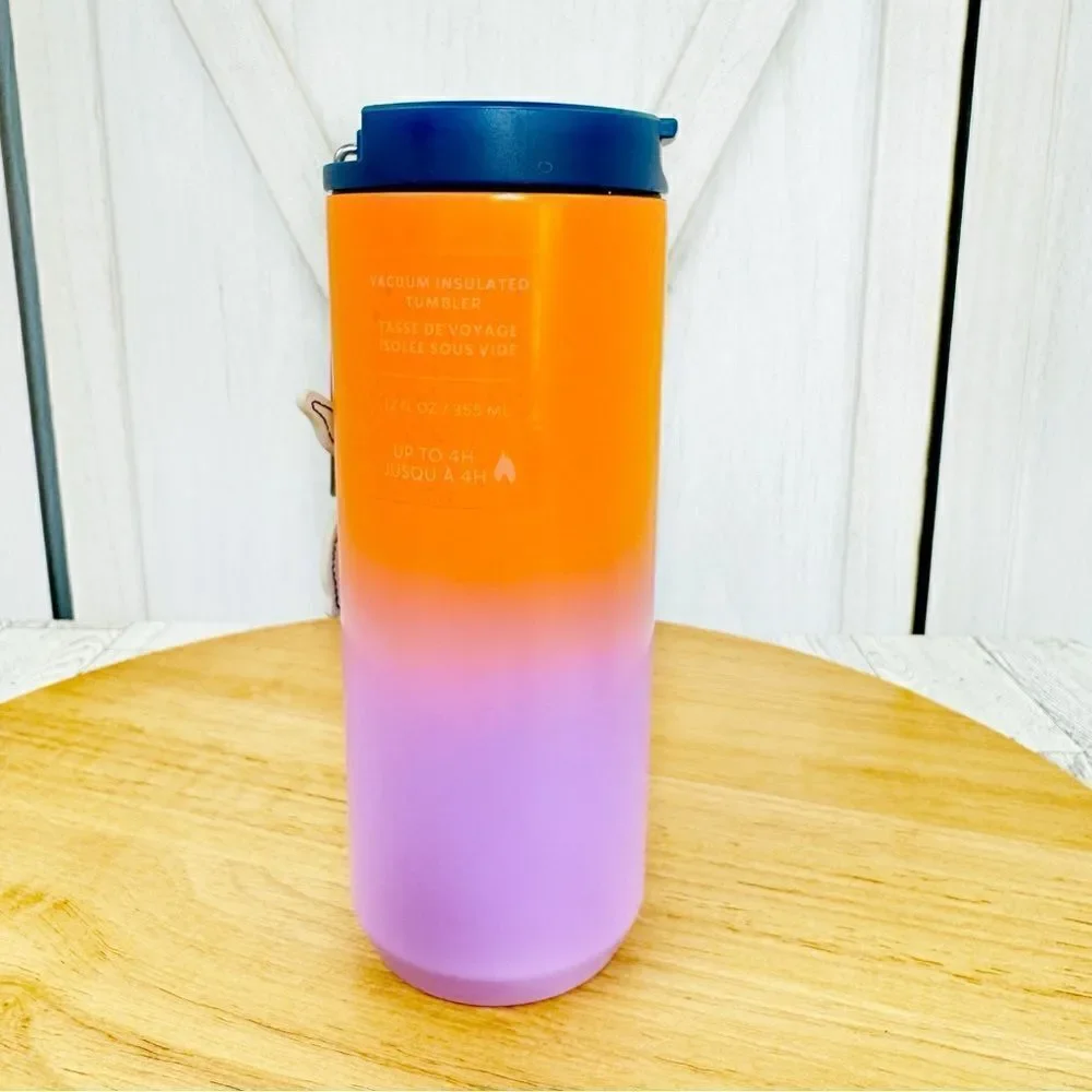 Starbucks Ombre Spring Metal Tumbler Cup With Lid‎ Bunny Hang Tag Orange Purple